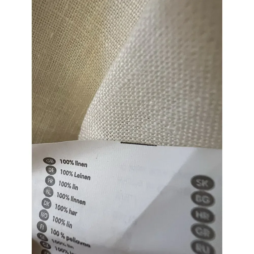 Ikea 100% Linen Long Curtain One Panel Only 57 x 100” Cream Beige